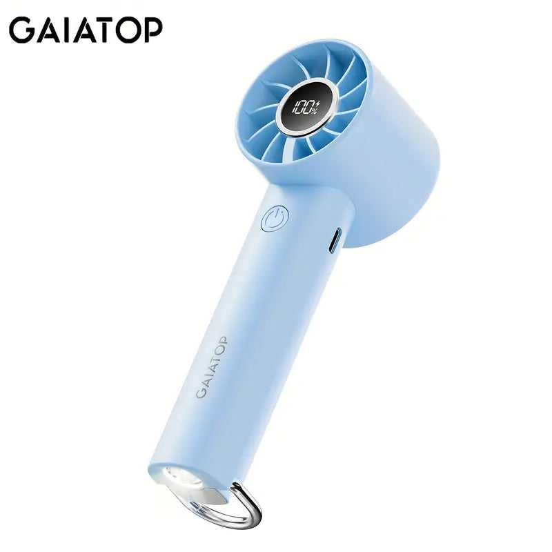LEDディスプレイと懐中電灯を備えたGaiatopポータブルミニファン - 3速、USB充電式、ハンドヘルド&デスクトップ冷却