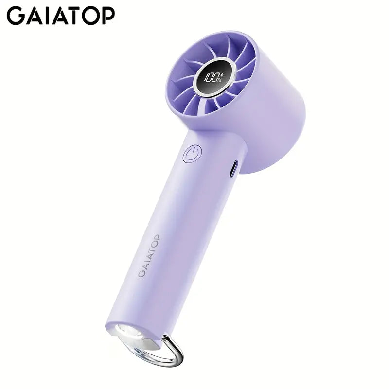 LEDディスプレイと懐中電灯を備えたGaiatopポータブルミニファン - 3速、USB充電式、ハンドヘルド&デスクトップ冷却