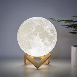 ミニムーンナイトライト - 3DプリントLEDランプ(タッチ&充電式) - 寝室、ギフト、キッズルームの16色の輝き