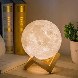 ミニムーンナイトライト - 3DプリントLEDランプ(タッチ&充電式) - 寝室、ギフト、キッズルームの16色の輝き