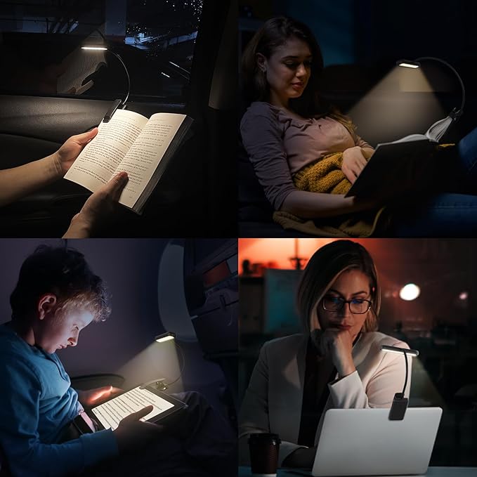 📖 14 LEDs Rechargeable Book Light – Dimmable, Flexible & Portable Reading Lamp