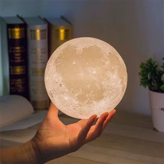 ミニムーンナイトライト - 3DプリントLEDランプ(タッチ&充電式) - 寝室、ギフト、キッズルームの16色の輝き