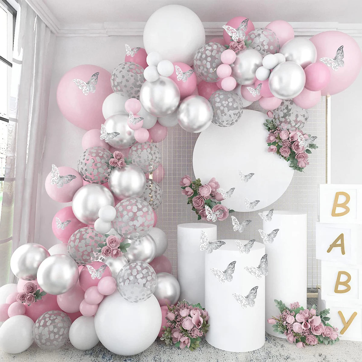Balloon Garland Arch Kit - Narozeninová párty dekorace pro dívky, miminko, svatební a událost.