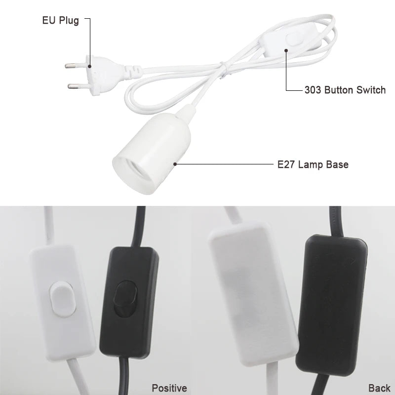 Soicéad lampa plug-in E27 le lasc & corda 1.8m