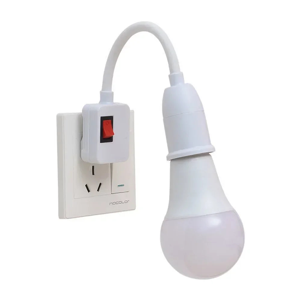 E27 Plug-in LED svetlo LED s prepínačom-360 ° držiak na rotujúcu žiarovku pre použitie na stene a výstupe | EÚ/US Plug