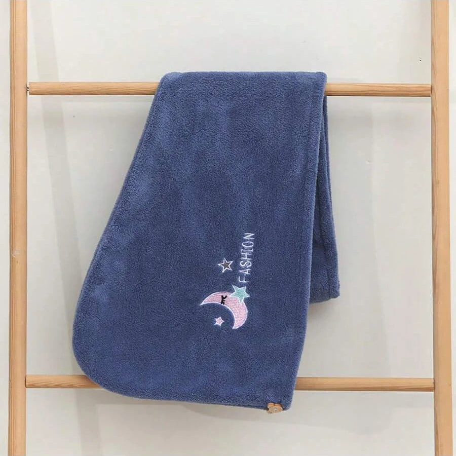 Lunvail™刺繍コーラルフリースヘアドライキャップ - 女性用の超吸収性クイックドライタオル