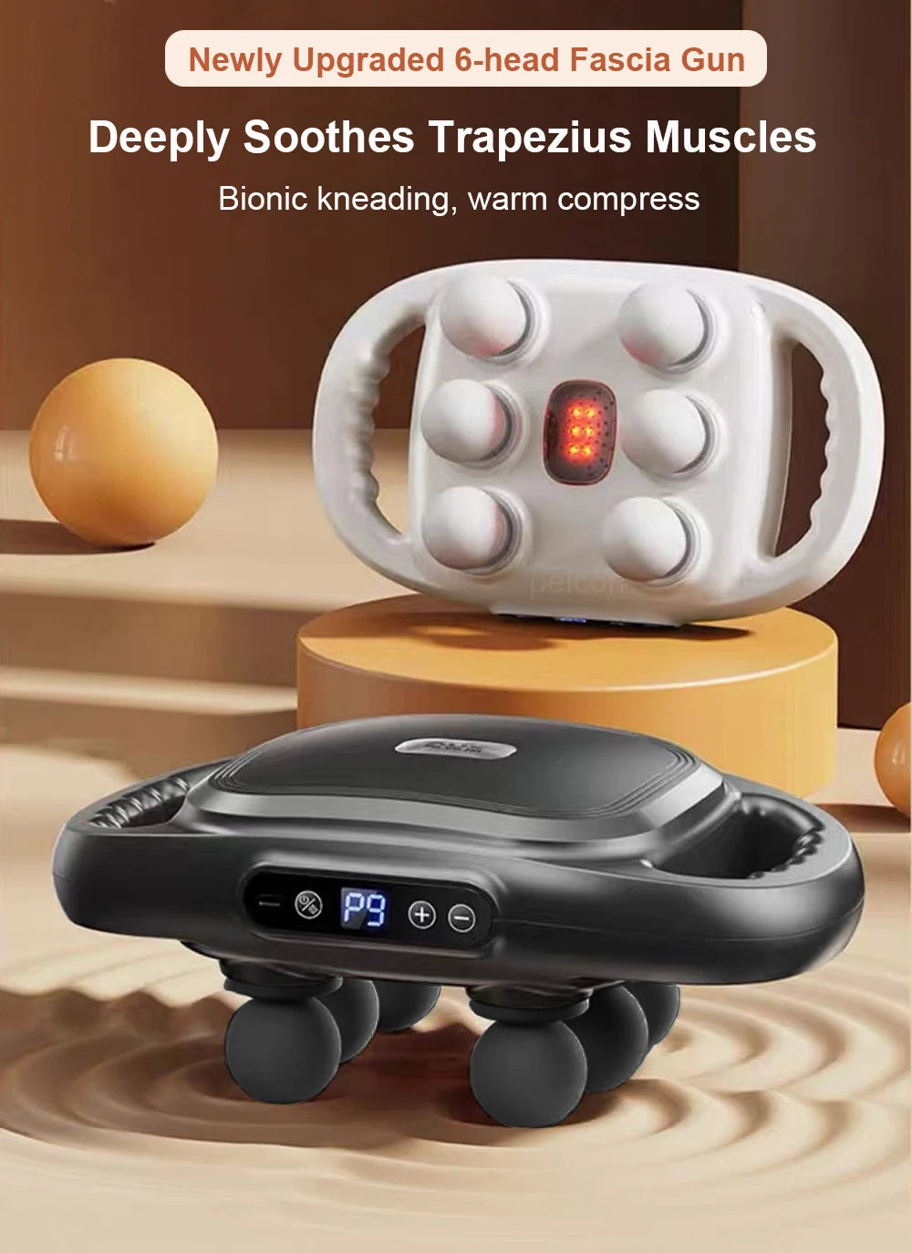HIGH-Frequence Fascia Massage Gun-hluboká masážní zbraň Fascia-hluboká tkáňová bicí masér s LED dotykovým ovládáním, 9 režimy a automatickým časovačem