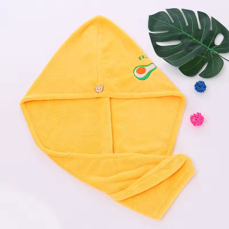 Lunvail™刺繍コーラルフリースヘアドライキャップ - 女性用の超吸収性クイックドライタオル