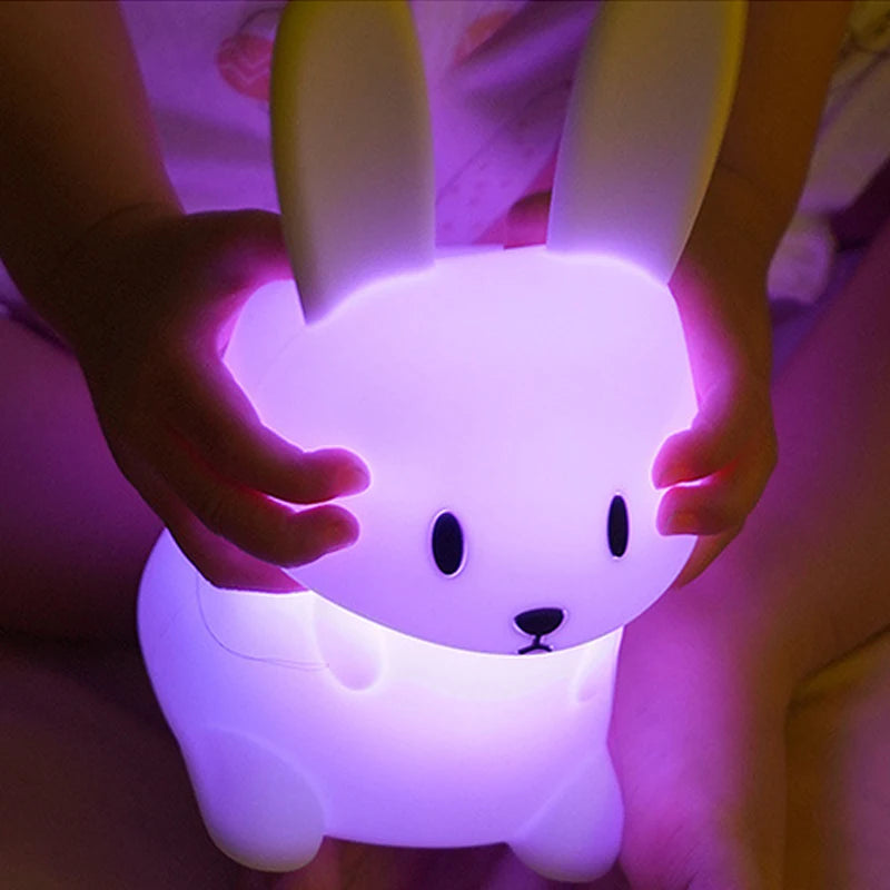 GlowBunny ™ Touch Night Light - Soft Silicone Rabbit Lamp se 7 barvami a časovač pro děti a dětské pokoje