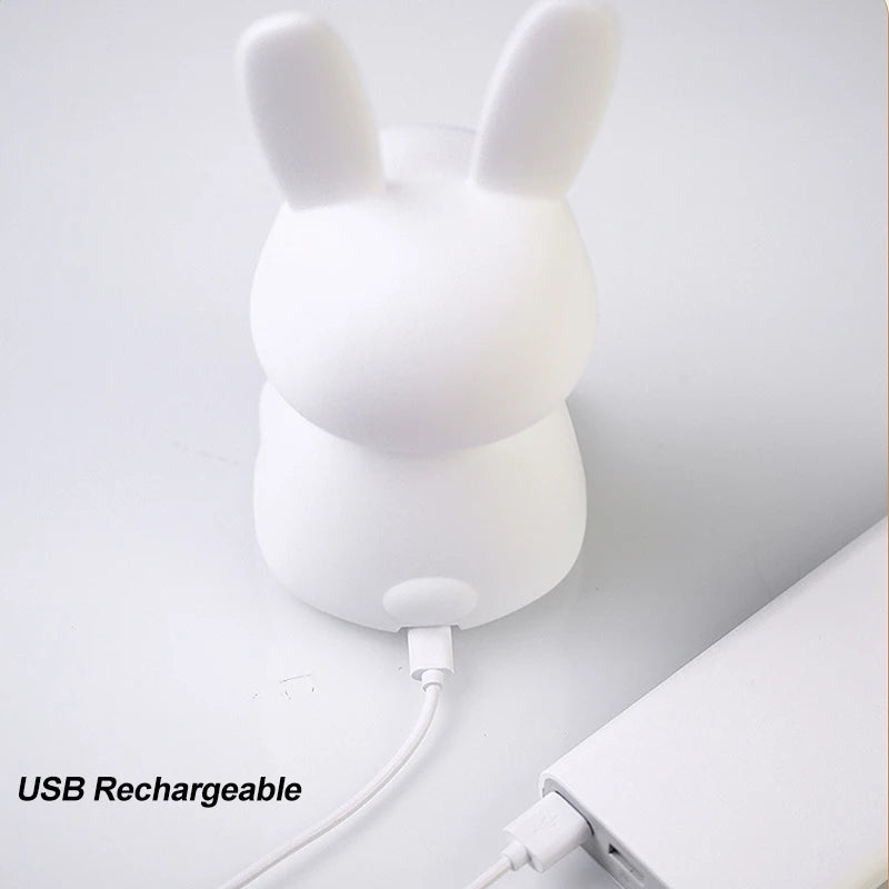 GlowBunny ™ Touch Night Light - Soft Silicone Rabbit Lamp se 7 barvami a časovač pro děti a dětské pokoje