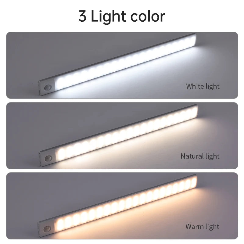 <tc>Lunvail</tc>™ LED svetlo s 3-v-1 pohybovým senzorom – nabíjateľné USB svietidlo do skrinky, šatníka a nástennej lampy (10–50 cm)