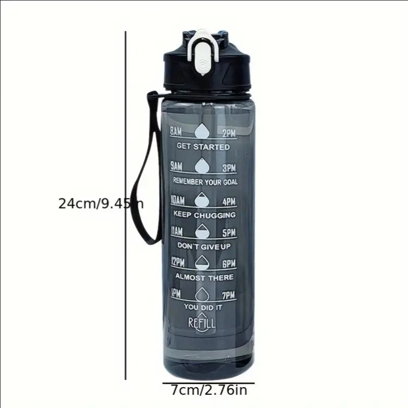 Lunvail™800mlスポーツウォーターボトル - フィットネス、旅行、毎日の水分補給のための時間マーキング付きの漏れ防止BPAフリーボトル
