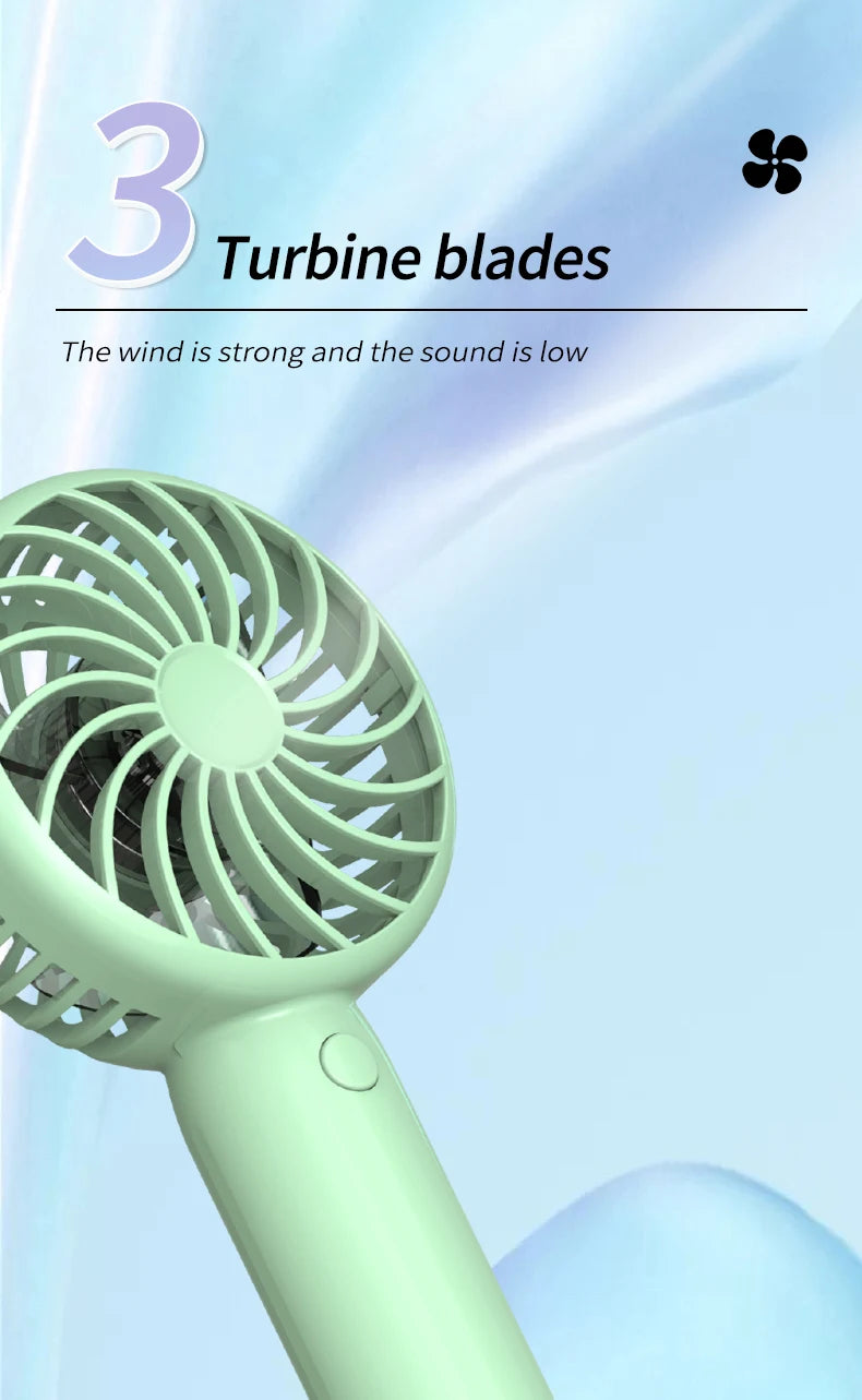Mini přenosný ruční ventilátor - USB dobíjecí a tichý společník chlazení