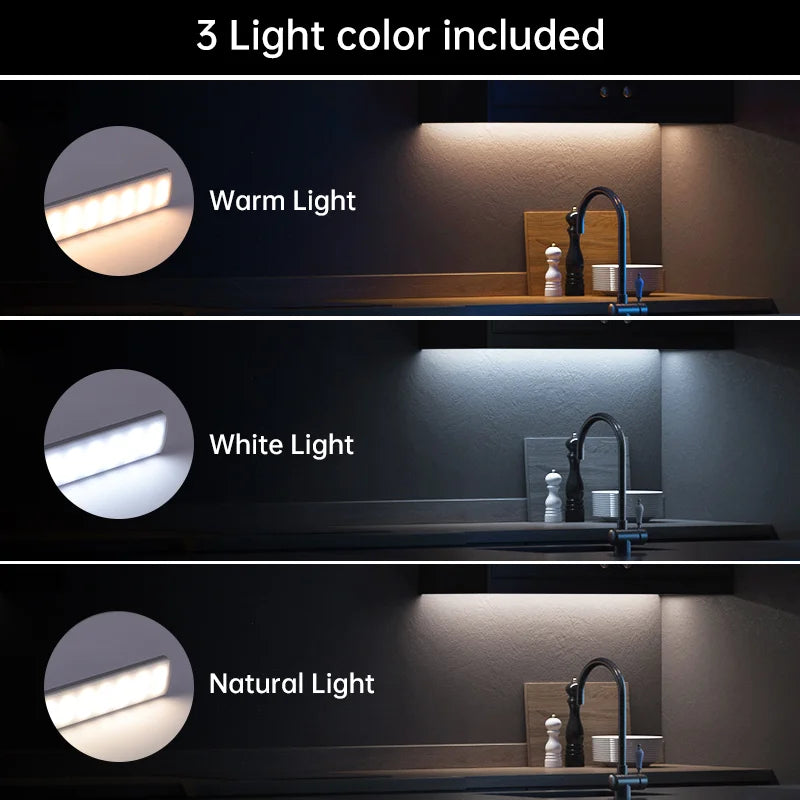 <tc>Lunvail</tc>™ LED svetlo s 3-v-1 pohybovým senzorom – nabíjateľné USB svietidlo do skrinky, šatníka a nástennej lampy (10–50 cm)
