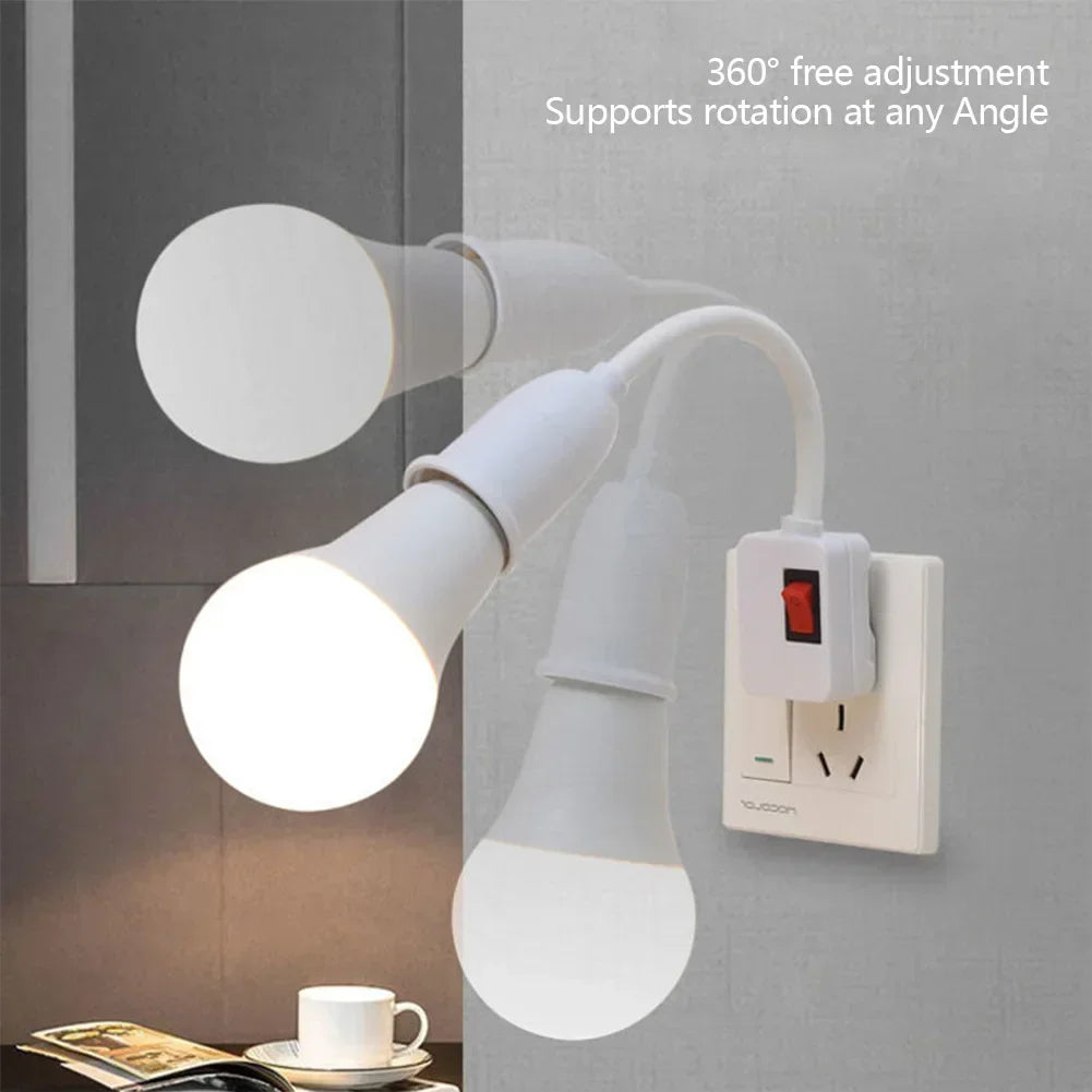 E27 Plug-in LED svetlo LED s prepínačom-360 ° držiak na rotujúcu žiarovku pre použitie na stene a výstupe | EÚ/US Plug
