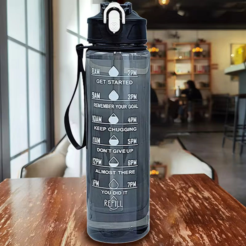 Lunvail™800mlスポーツウォーターボトル - フィットネス、旅行、毎日の水分補給のための時間マーキング付きの漏れ防止BPAフリーボトル