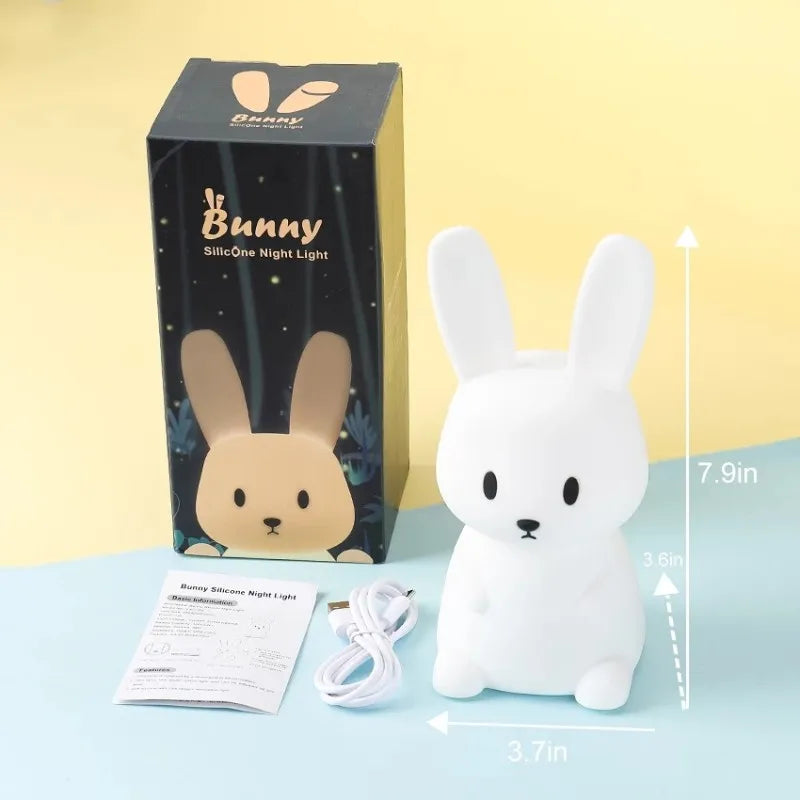 GlowBunny ™ Touch Night Light - Soft Silicone Rabbit Lamp se 7 barvami a časovač pro děti a dětské pokoje