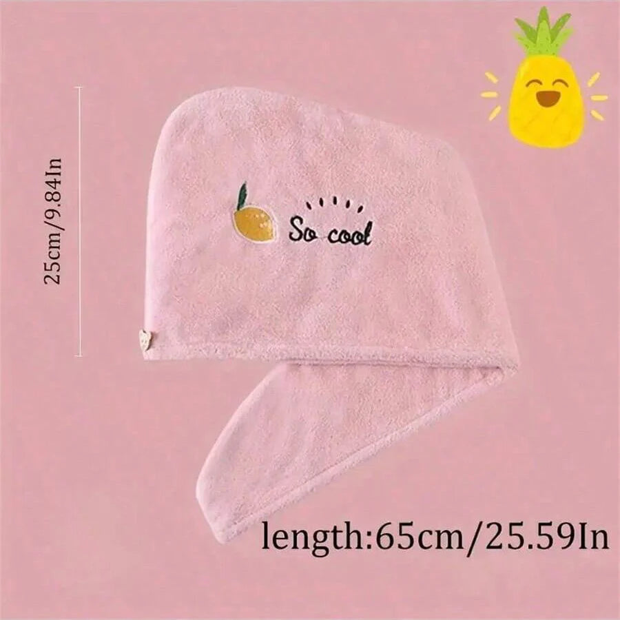 Lunvail™刺繍コーラルフリースヘアドライキャップ - 女性用の超吸収性クイックドライタオル