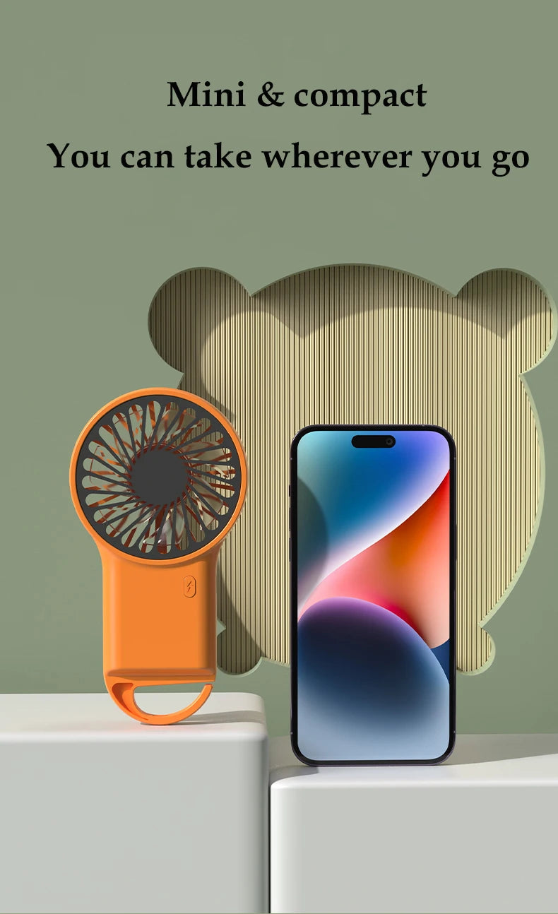 🌬§フック付きミニポータブルUSB冷却ファン - 充電式で強力