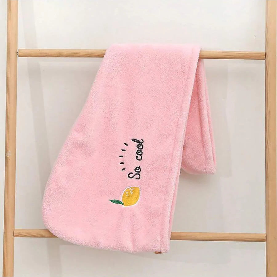 Lunvail™刺繍コーラルフリースヘアドライキャップ - 女性用の超吸収性クイックドライタオル