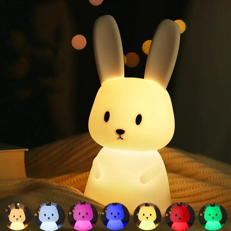 GlowBunny ™ Touch Night Light - Soft Silicone Rabbit Lamp se 7 barvami a časovač pro děti a dětské pokoje