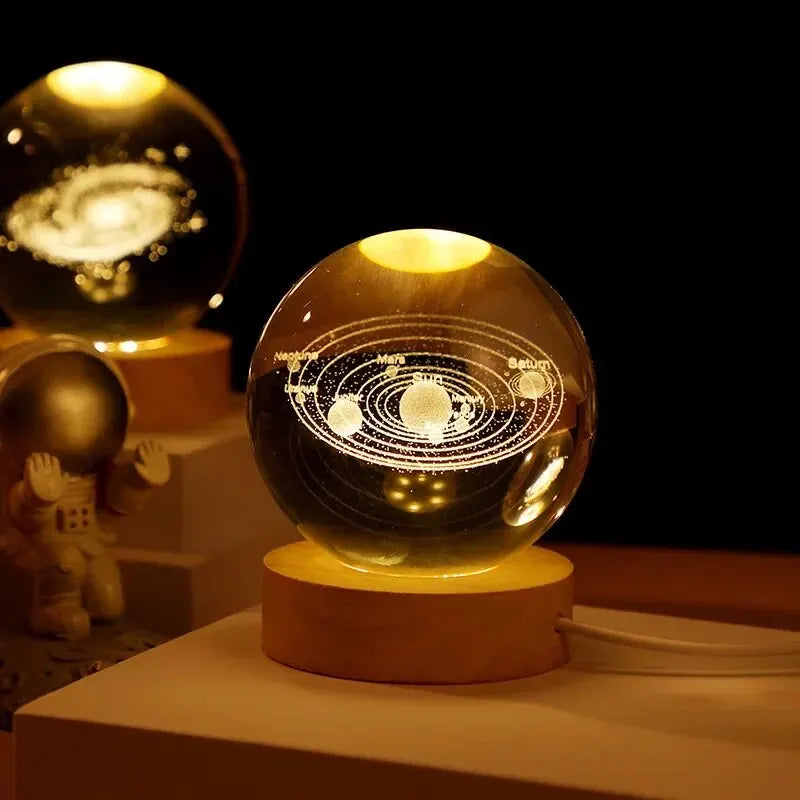 🌌 3DギャラクシークリスタルボールLEDナイトライトUSB充電式|暖かい光|ホームデコレーション&ギフト