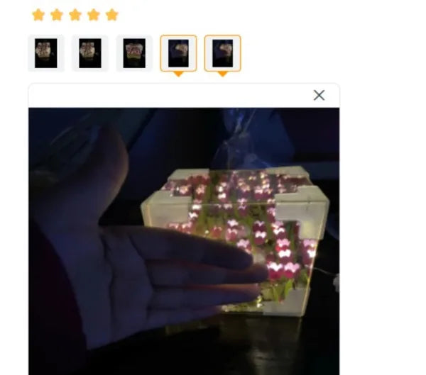 🌷 3D nočné svetlo s kvetom tulipánu v morskej kocke – večná záhrada v žiariacej krištáľovej kocke