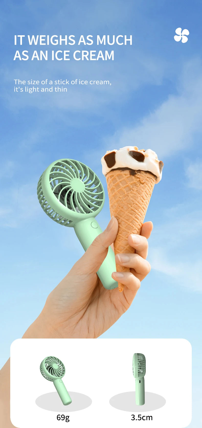 Mini přenosný ruční ventilátor - USB dobíjecí a tichý společník chlazení