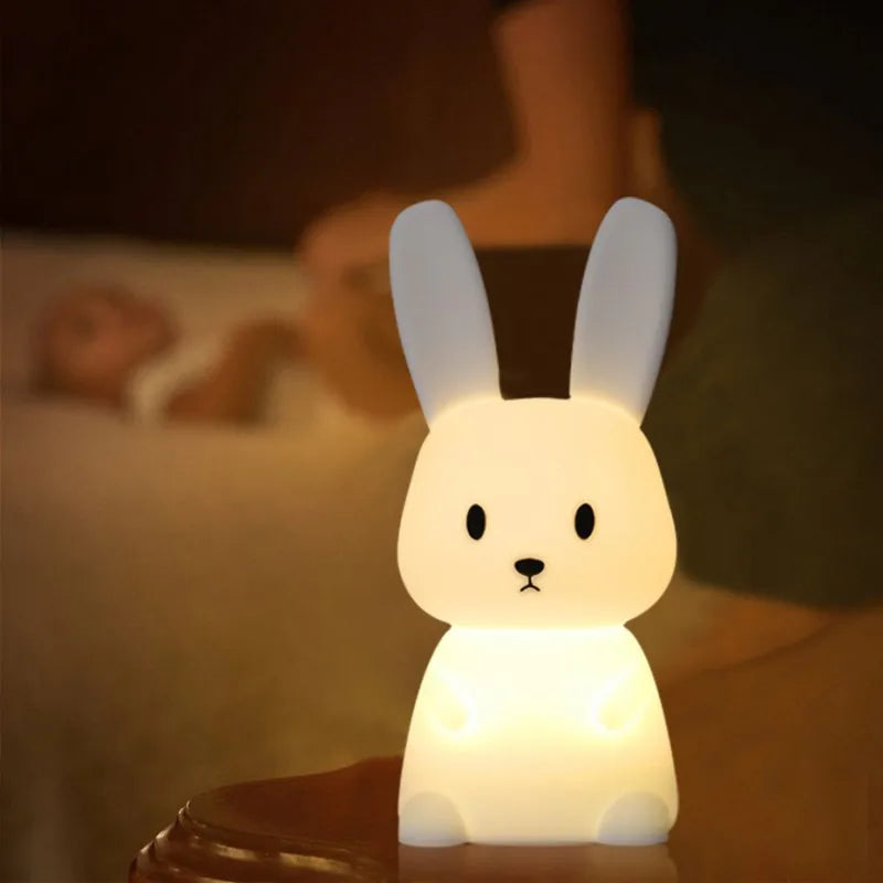 GlowBunny ™ Touch Night Light - Soft Silicone Rabbit Lamp se 7 barvami a časovač pro děti a dětské pokoje
