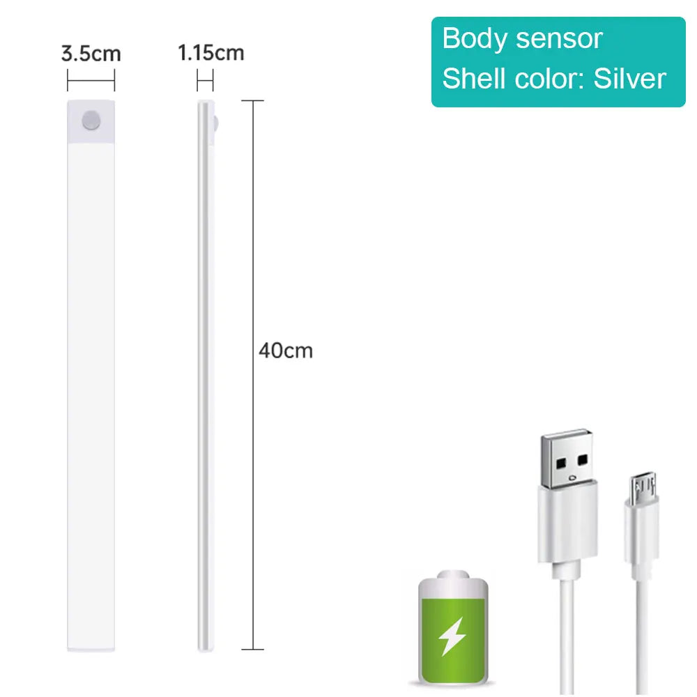 <tc>Lunvail</tc>™ LED svetlo s 3-v-1 pohybovým senzorom – nabíjateľné USB svietidlo do skrinky, šatníka a nástennej lampy (10–50 cm)