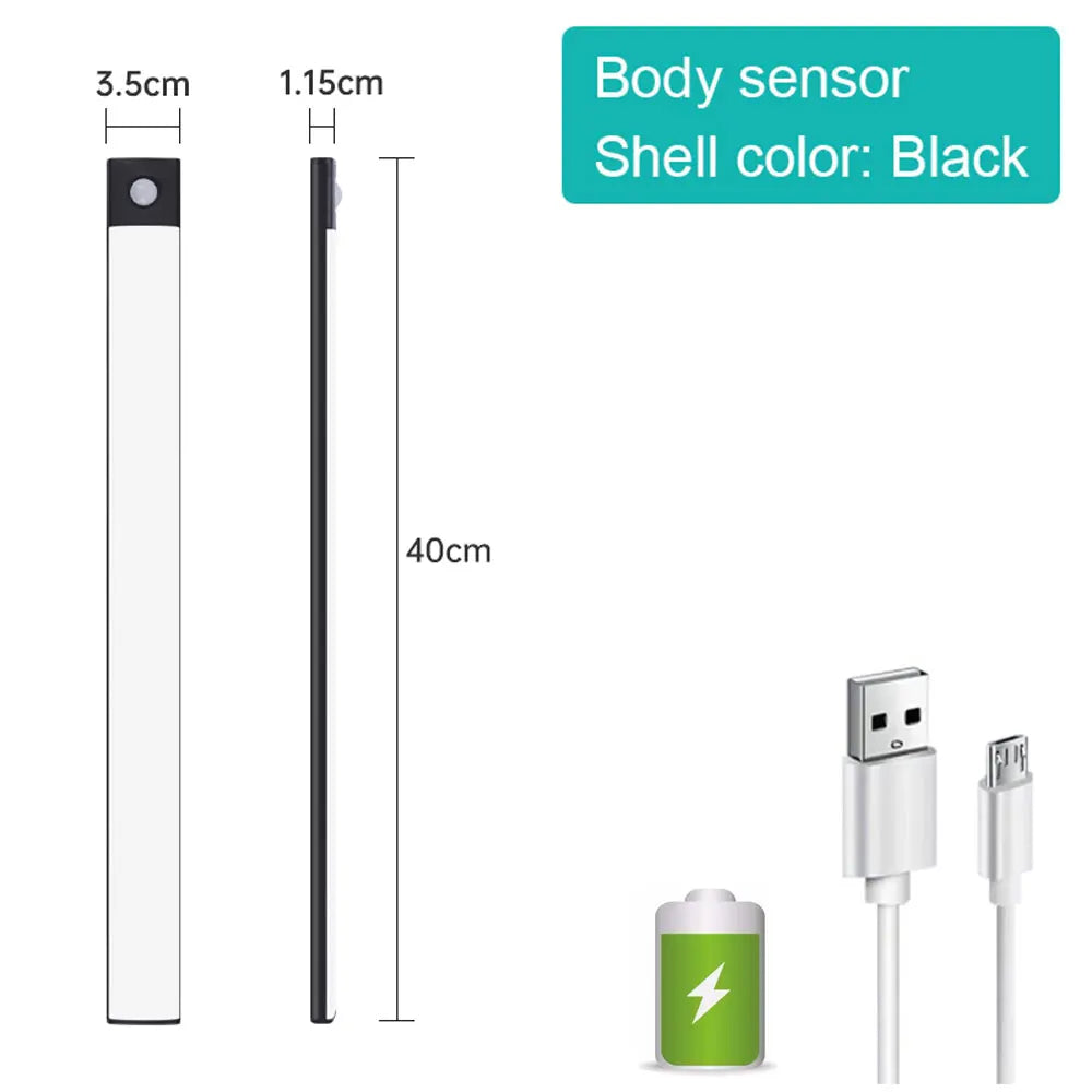 <tc>Lunvail</tc>™ LED svetlo s 3-v-1 pohybovým senzorom – nabíjateľné USB svietidlo do skrinky, šatníka a nástennej lampy (10–50 cm)