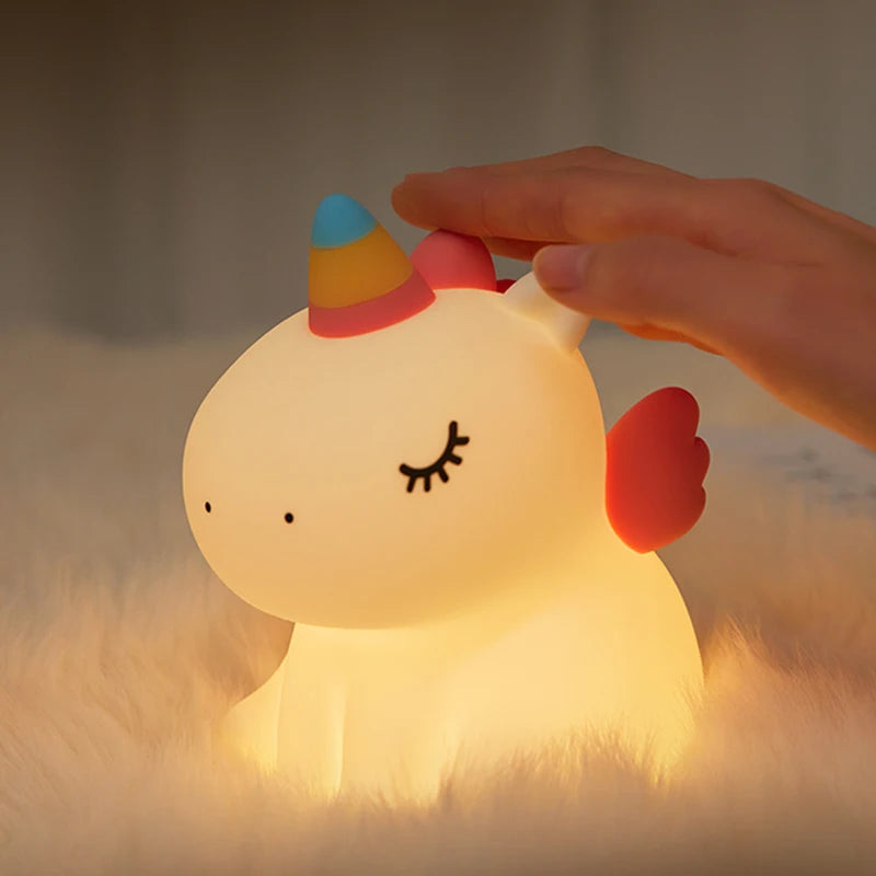 🦄 ضوء ليلي LED من السيليكون على شكل وحيد القرن