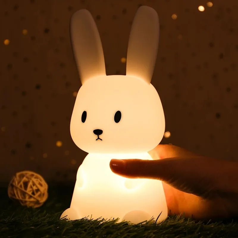 GlowBunny ™ Touch Night Light - Soft Silicone Rabbit Lamp se 7 barvami a časovač pro děti a dětské pokoje