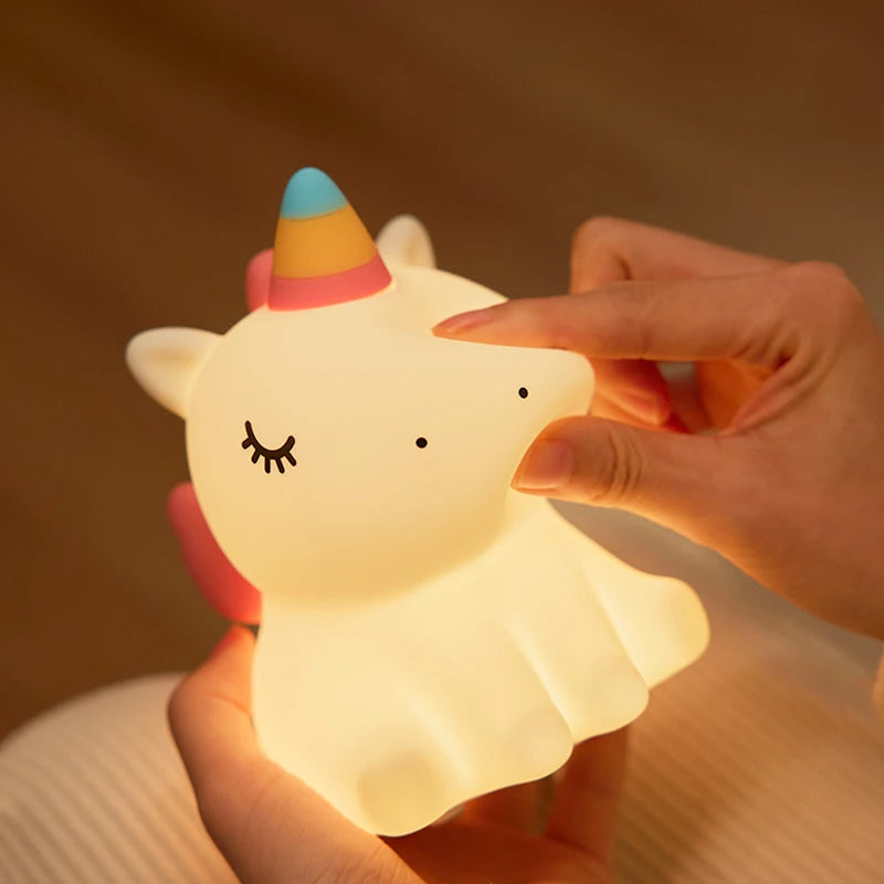🦄 ضوء ليلي LED من السيليكون على شكل وحيد القرن