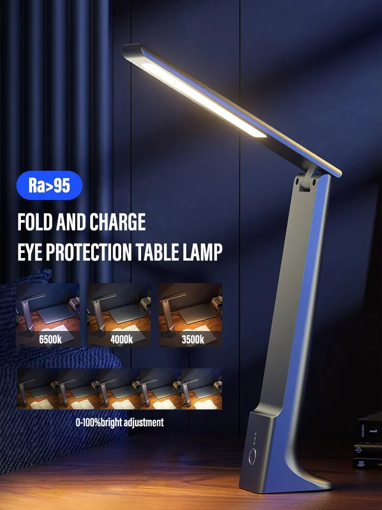 Skládací LED stolní lampa-USB dobíjecí dotyková ovládání, ochrana očí, stmívatelné 3-barevné světlo pro studium, kancelář a lůžko