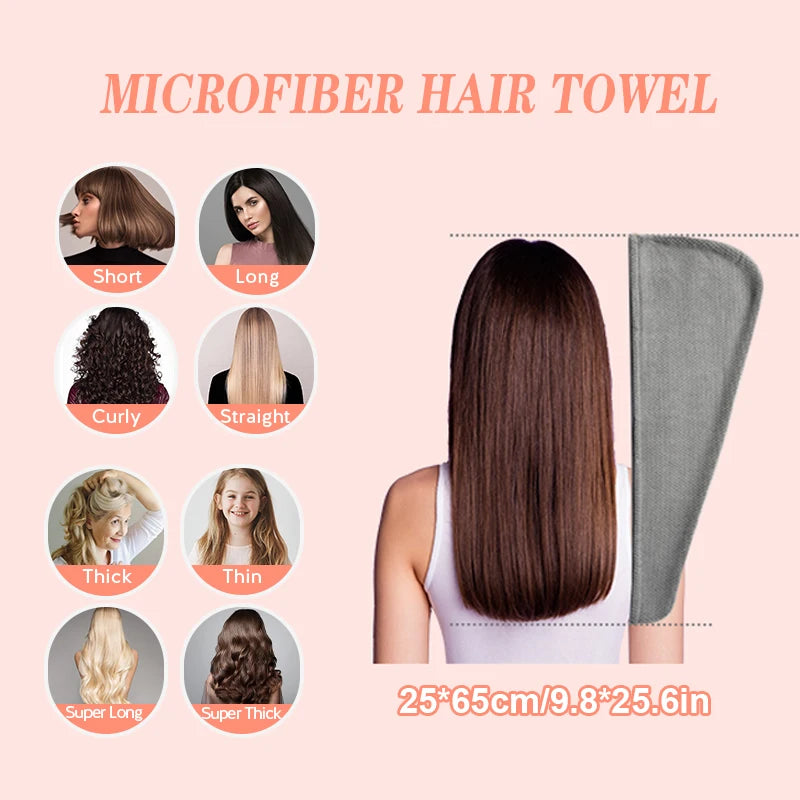 Lunvail™ソリッドカラーヘアタオルラップ - 高速乾燥と縮れ制御用の超吸収性テクスチャーキャップ