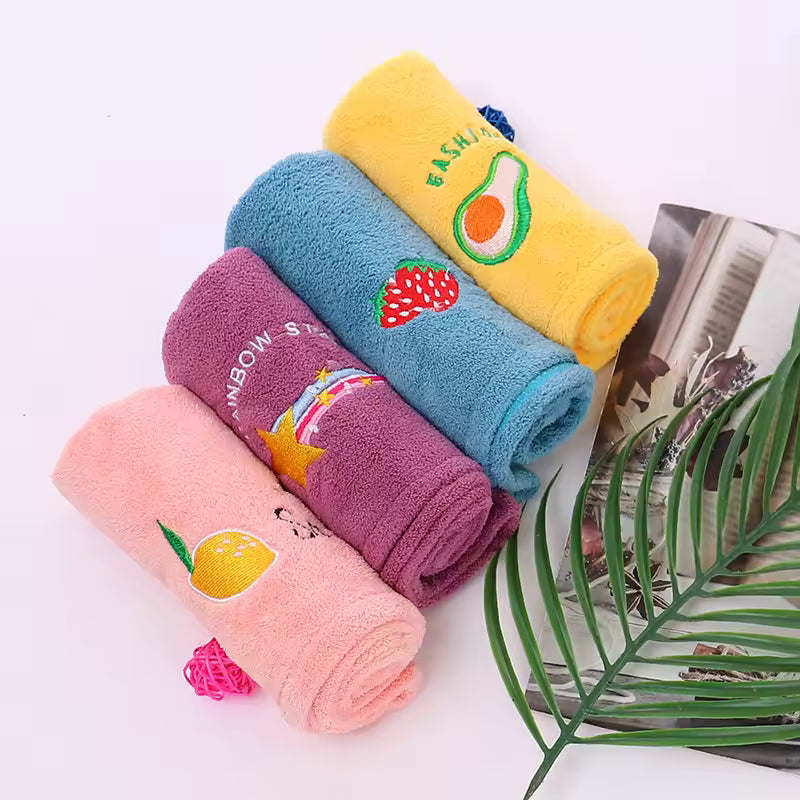 Lunvail™刺繍コーラルフリースヘアドライキャップ - 女性用の超吸収性クイックドライタオル