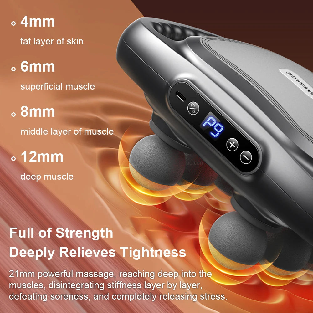HIGH-Frequence Fascia Massage Gun-hluboká masážní zbraň Fascia-hluboká tkáňová bicí masér s LED dotykovým ovládáním, 9 režimy a automatickým časovačem