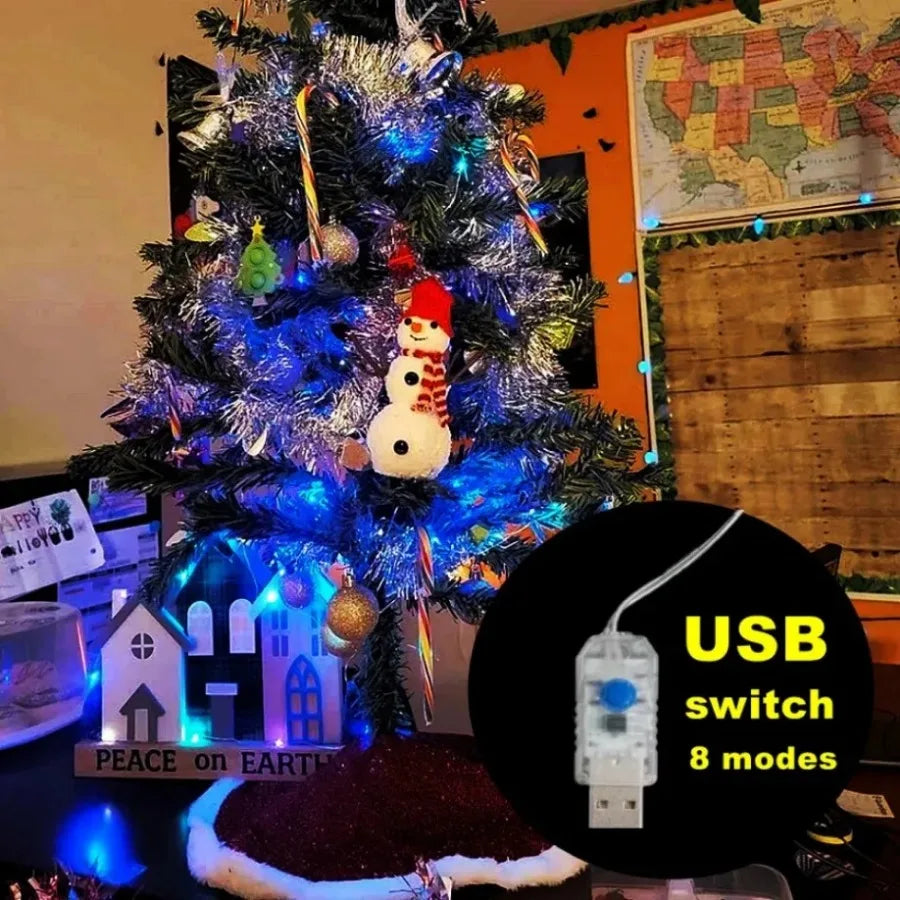 Lunvail ™ USB LED LED Fairy String Lights - 8 أوضاع | ديكور داخلي وخارجي | ألوان وأطوال متعددة