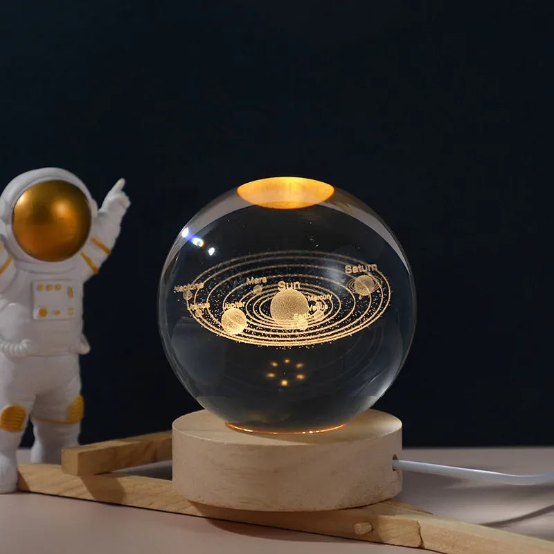 🌌 3DギャラクシークリスタルボールLEDナイトライトUSB充電式|暖かい光|ホームデコレーション&ギフト
