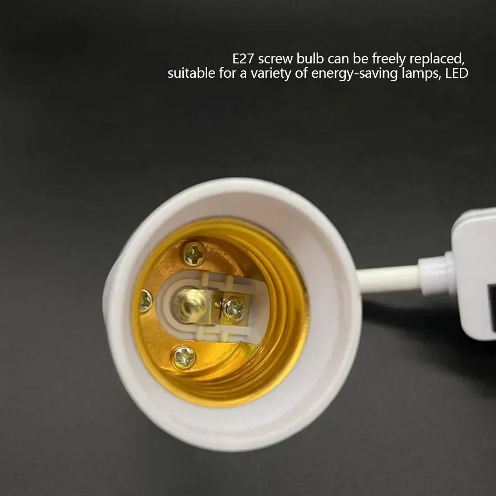E27 Plug-in LED svetlo LED s prepínačom-360 ° držiak na rotujúcu žiarovku pre použitie na stene a výstupe | EÚ/US Plug