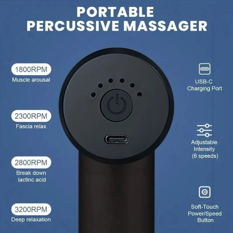 Propulse™ミニ4ヘッドマッサージガン - 筋肉の回復と痛みの緩和のための軽量の深い組織筋膜銃(3200 rpm、ウルトラキエット)