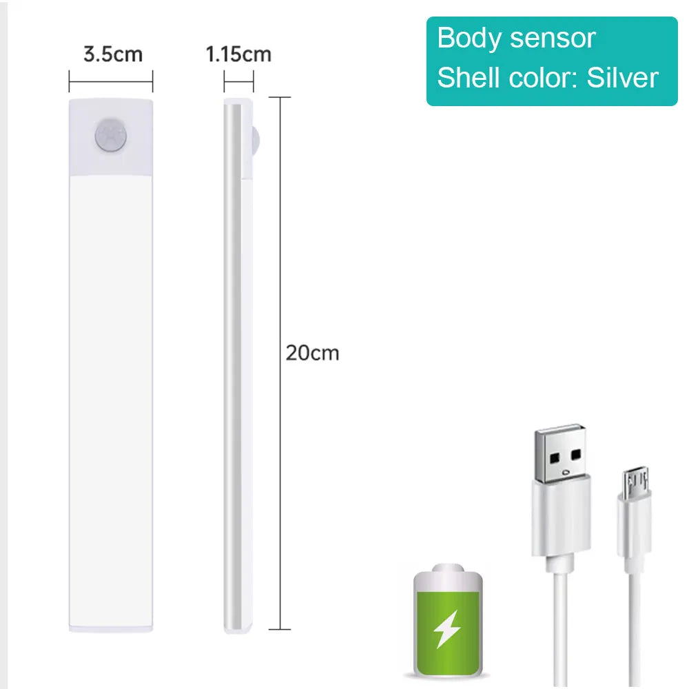 <tc>Lunvail</tc>™ LED svetlo s 3-v-1 pohybovým senzorom – nabíjateľné USB svietidlo do skrinky, šatníka a nástennej lampy (10–50 cm)