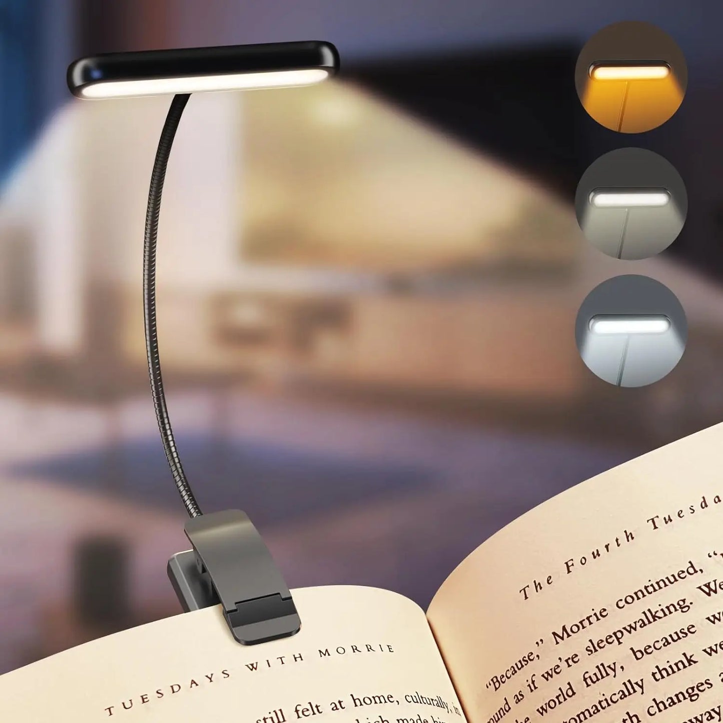 📖 14 LEDs Rechargeable Book Light – Dimmable, Flexible & Portable Reading Lamp