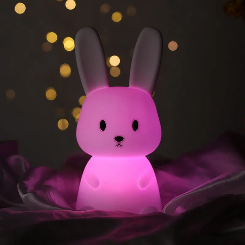 GlowBunny ™ Touch Night Light - Soft Silicone Rabbit Lamp se 7 barvami a časovač pro děti a dětské pokoje