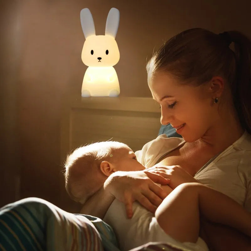 GlowBunny ™ Touch Night Light - Soft Silicone Rabbit Lamp se 7 barvami a časovač pro děti a dětské pokoje