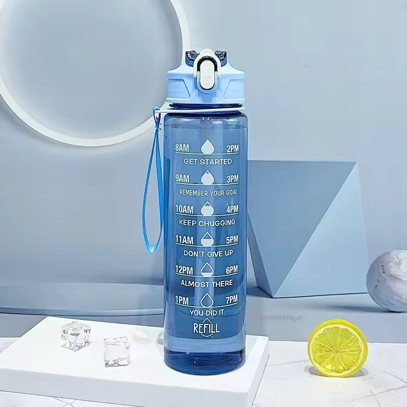 Lunvail™800mlスポーツウォーターボトル - フィットネス、旅行、毎日の水分補給のための時間マーキング付きの漏れ防止BPAフリーボトル