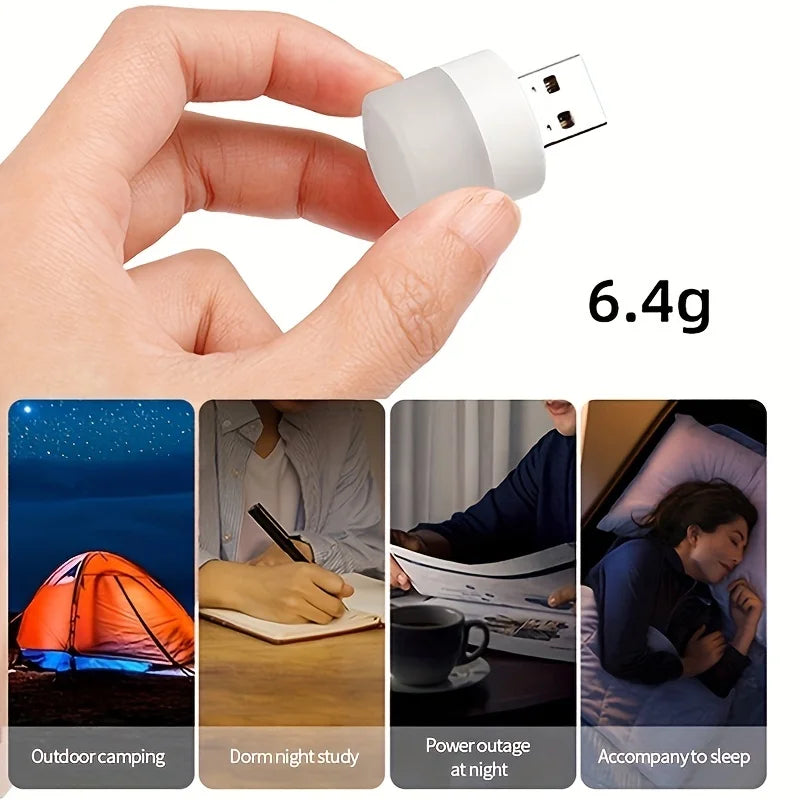 מיני קריאת LED מיני USB - 5V 1W מנורת ספרי הגנה על העיניים למחשב נייד, בנק חשמל ושימוש ליד המיטה (אור לבן ולבן)