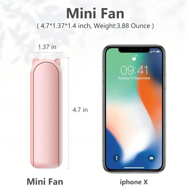lunvail™ポータブルミニUSB充電式ハンドヘルドファン - 3速、折りたたみ式、旅行準備