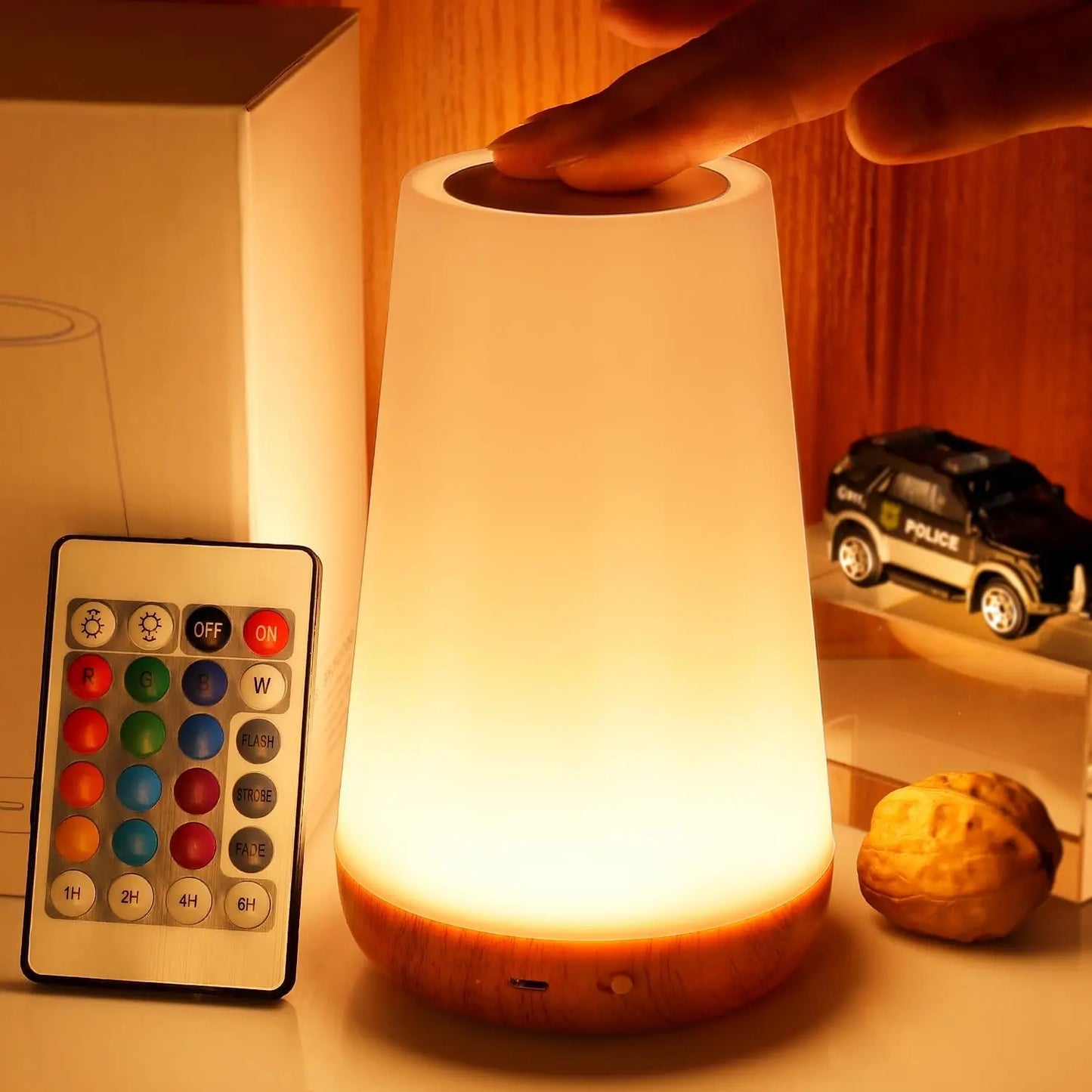 Nočné svetlo meniace farbu RGB-13 farieb, diaľkové + dotykové ovládanie, nabíjateľné USB, stlmiteľná nočná lampa